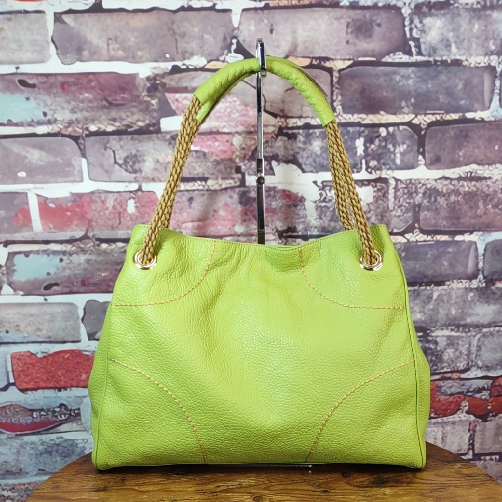Plinio Visona` Pebbled Leather Shoulder Bag